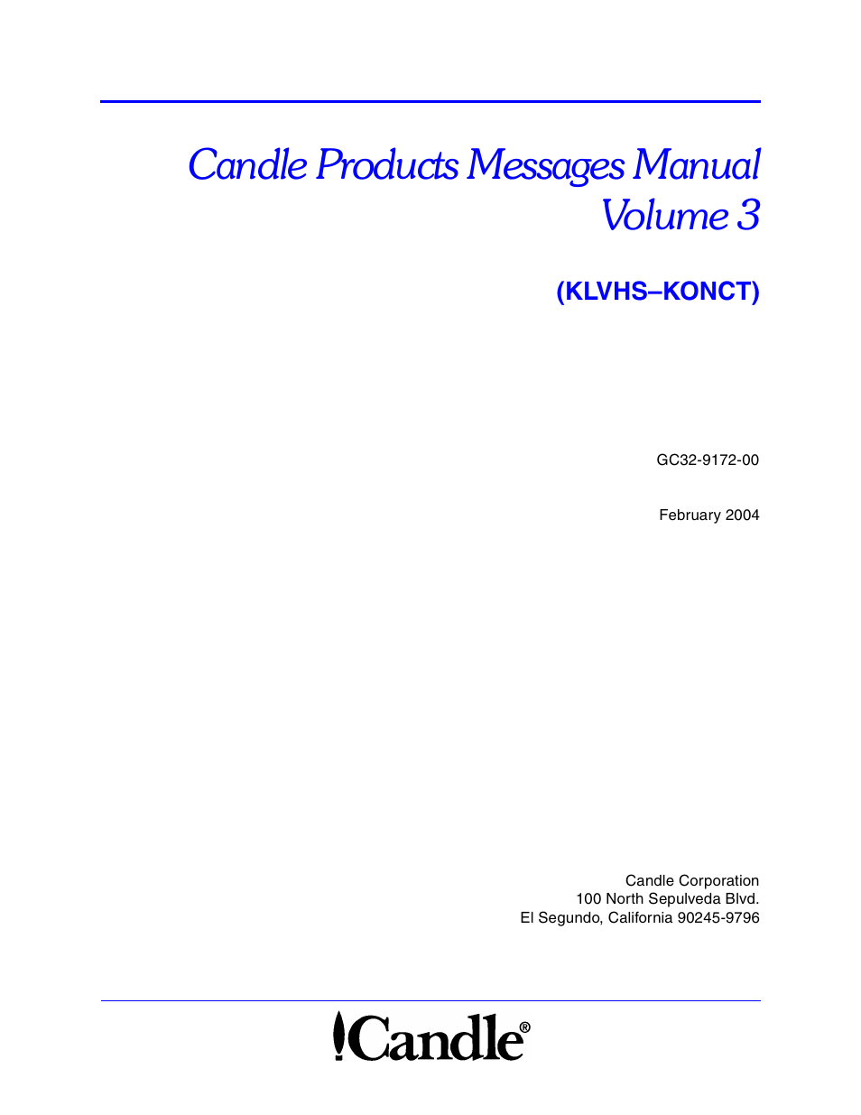 Candle KLVHSKONCT GC32-9172-00 User Manual | 522 pages