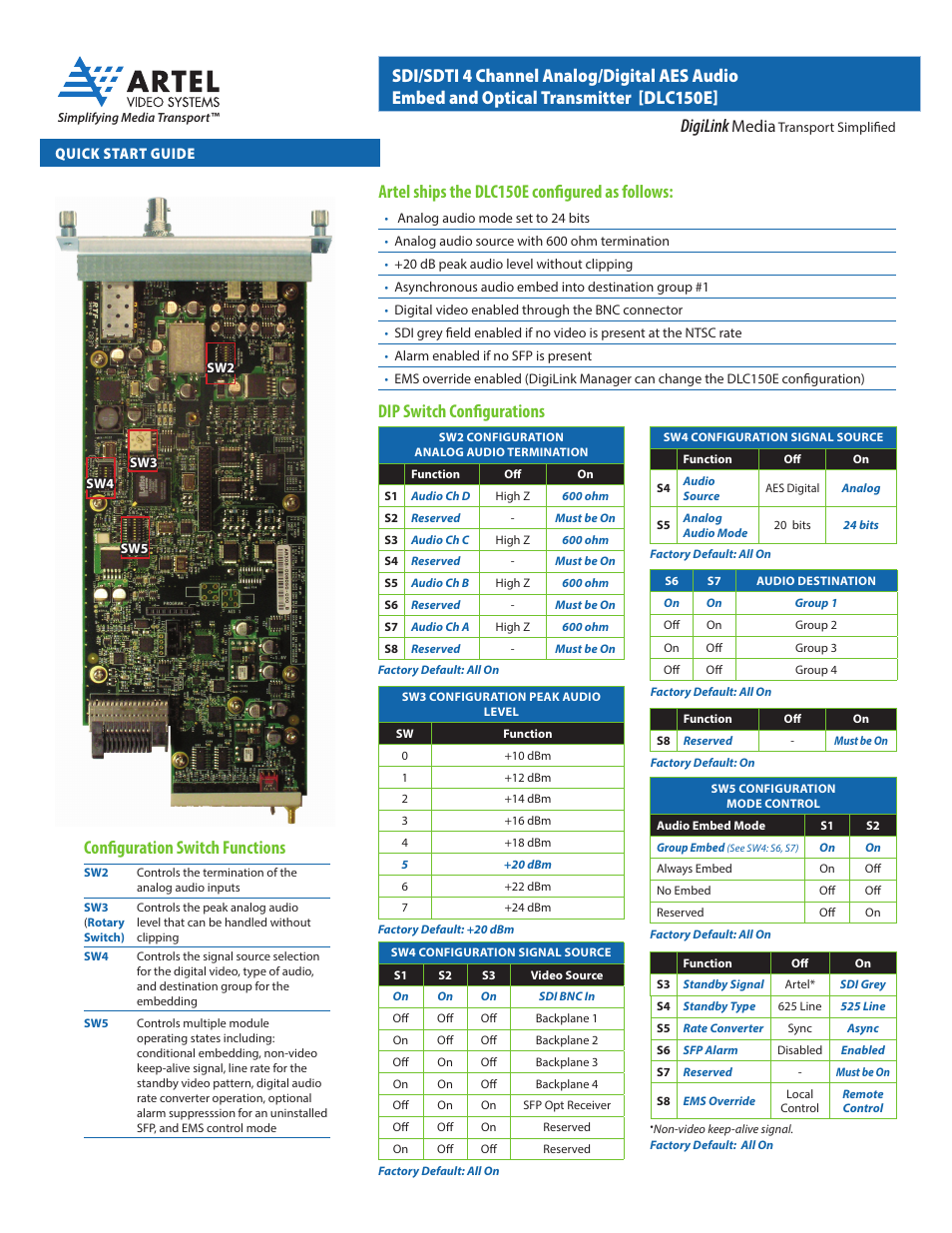 Artel DLC150E User Manual | 2 pages