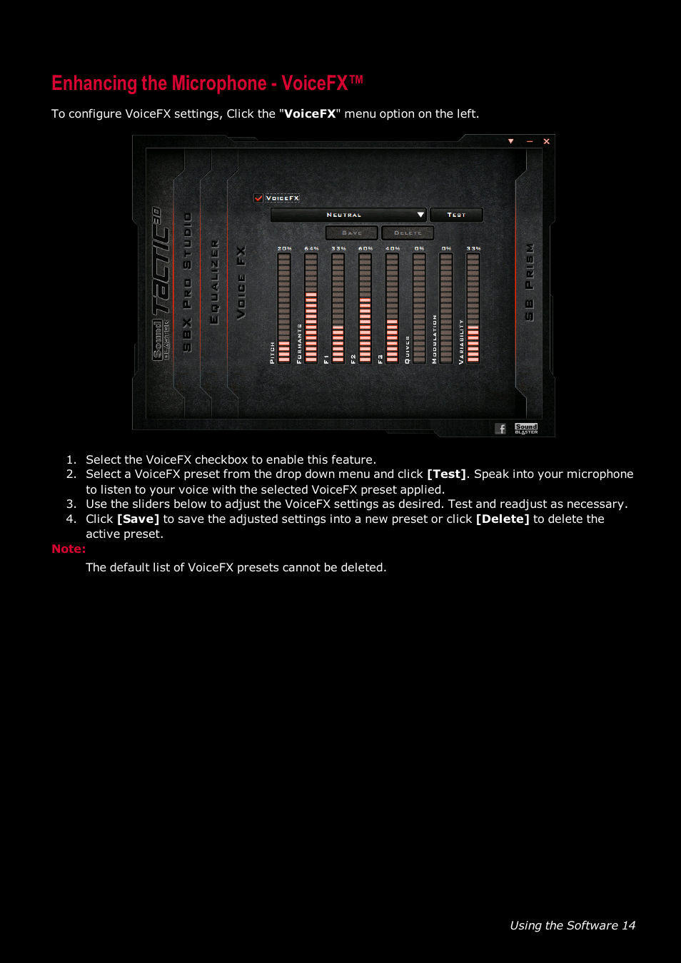 Enhancing the microphone - voicefx | Ready-Set-Mount Creative Tactic 3D Range GH0230 User Manual | Page 15 / 27