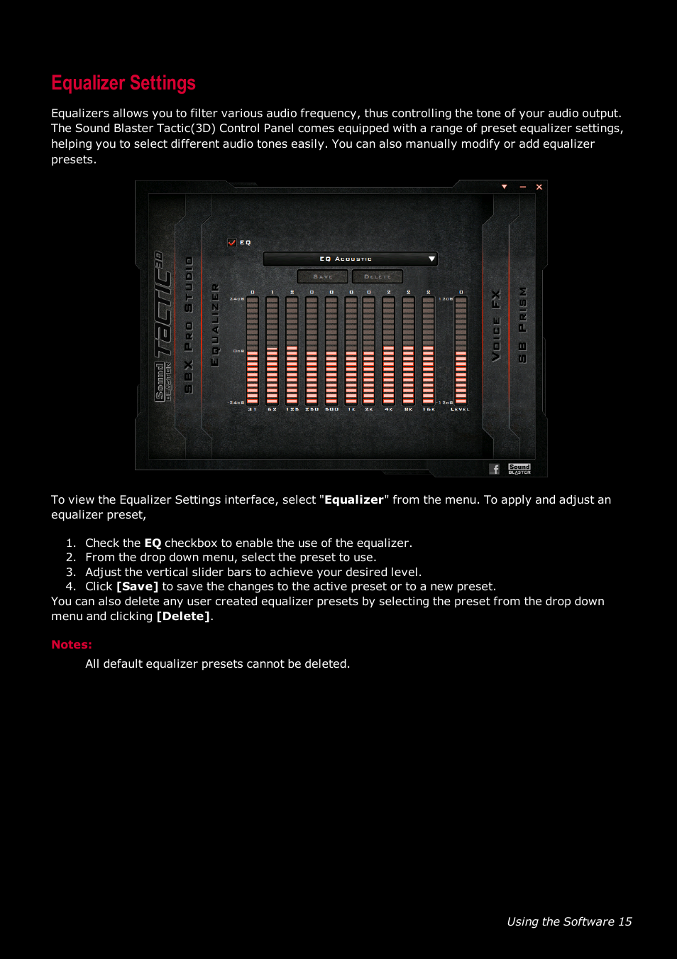 Equalizer settings | Ready-Set-Mount Creative Tactic 3D Range GH0230 User Manual | Page 16 / 27