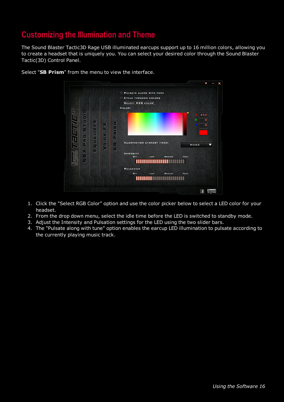 Customizing the illumination and theme | Ready-Set-Mount Creative Tactic 3D Range GH0230 User Manual | Page 17 / 27