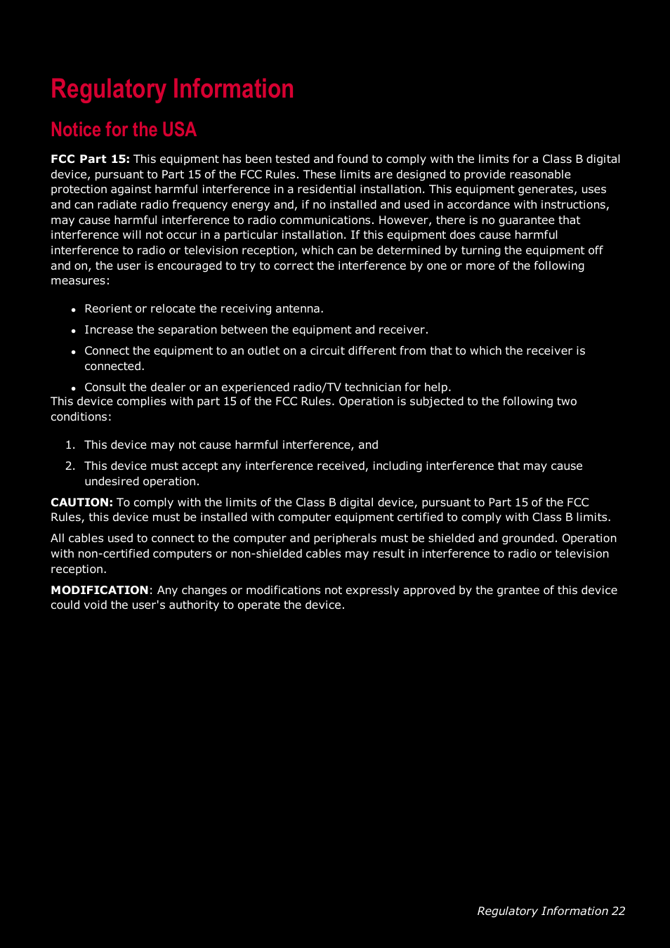 Regulatory information, Notice for the usa | Ready-Set-Mount Creative Tactic 3D Range GH0230 User Manual | Page 23 / 27