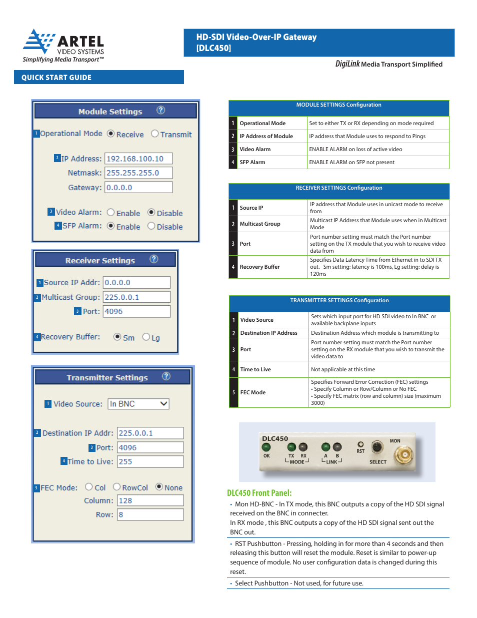 Artel DLC450 User Manual | 2 pages