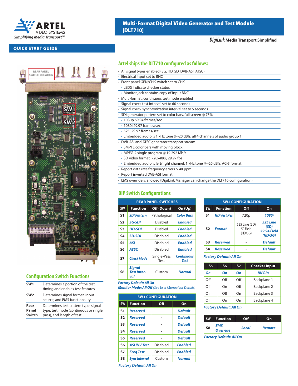 Artel DLT710 User Manual | 2 pages