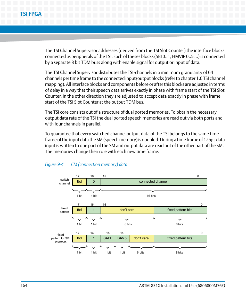 Figure 9-4, Cm (connection memory) data, Tsi fpga | Artesyn ARTM-831X Installation and Use (June 2014) User Manual | Page 164 / 346