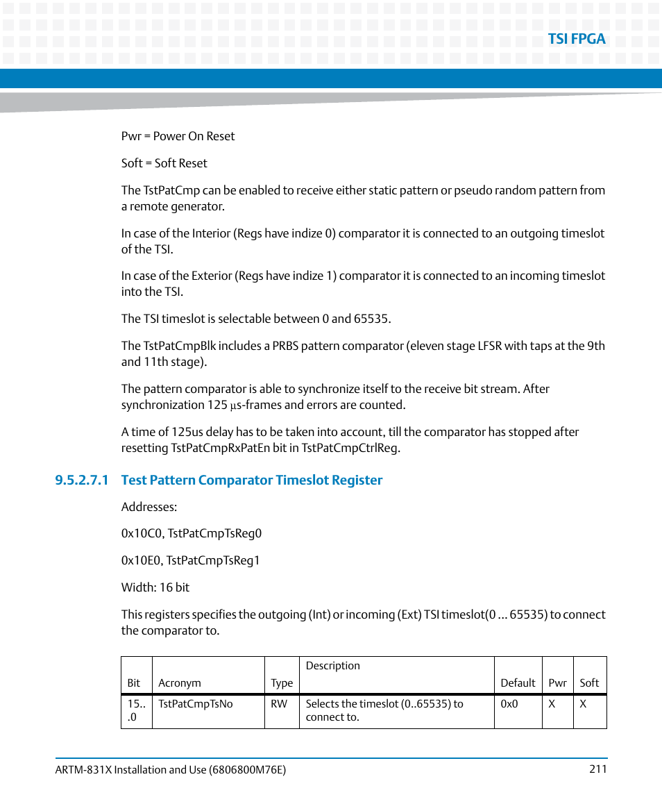 Tsi fpga | Artesyn ARTM-831X Installation and Use (June 2014) User Manual | Page 211 / 346