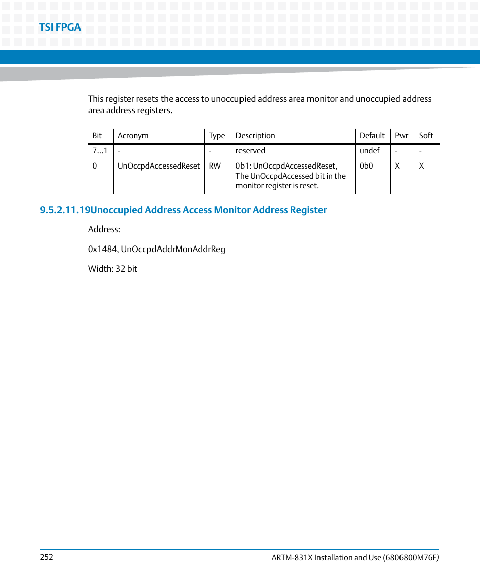 Tsi fpga | Artesyn ARTM-831X Installation and Use (June 2014) User Manual | Page 252 / 346