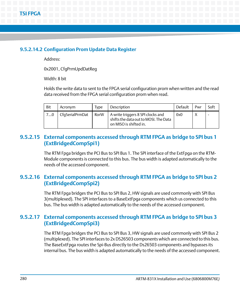 Tsi fpga | Artesyn ARTM-831X Installation and Use (June 2014) User Manual | Page 280 / 346