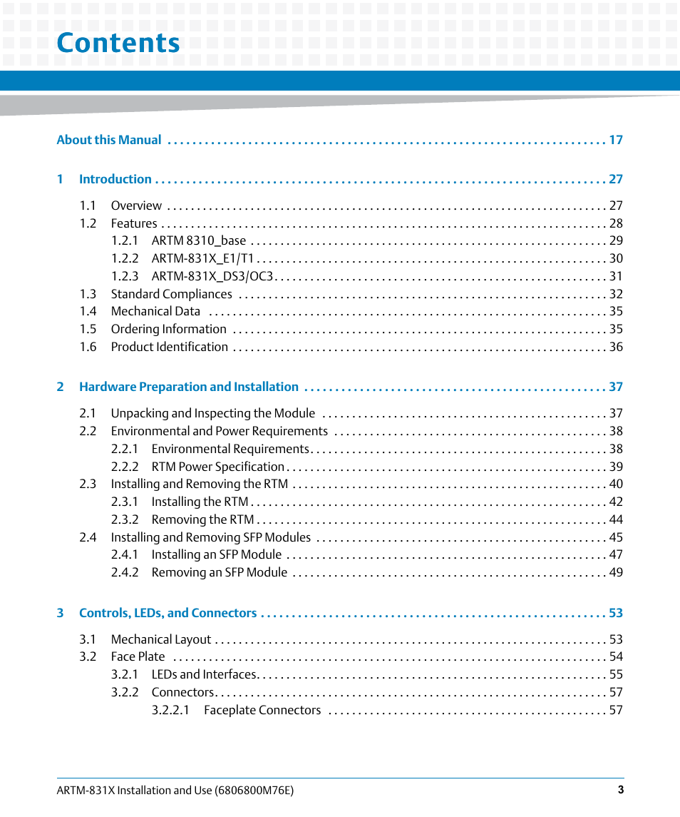 Artesyn ARTM-831X Installation and Use (June 2014) User Manual | Page 3 / 346
