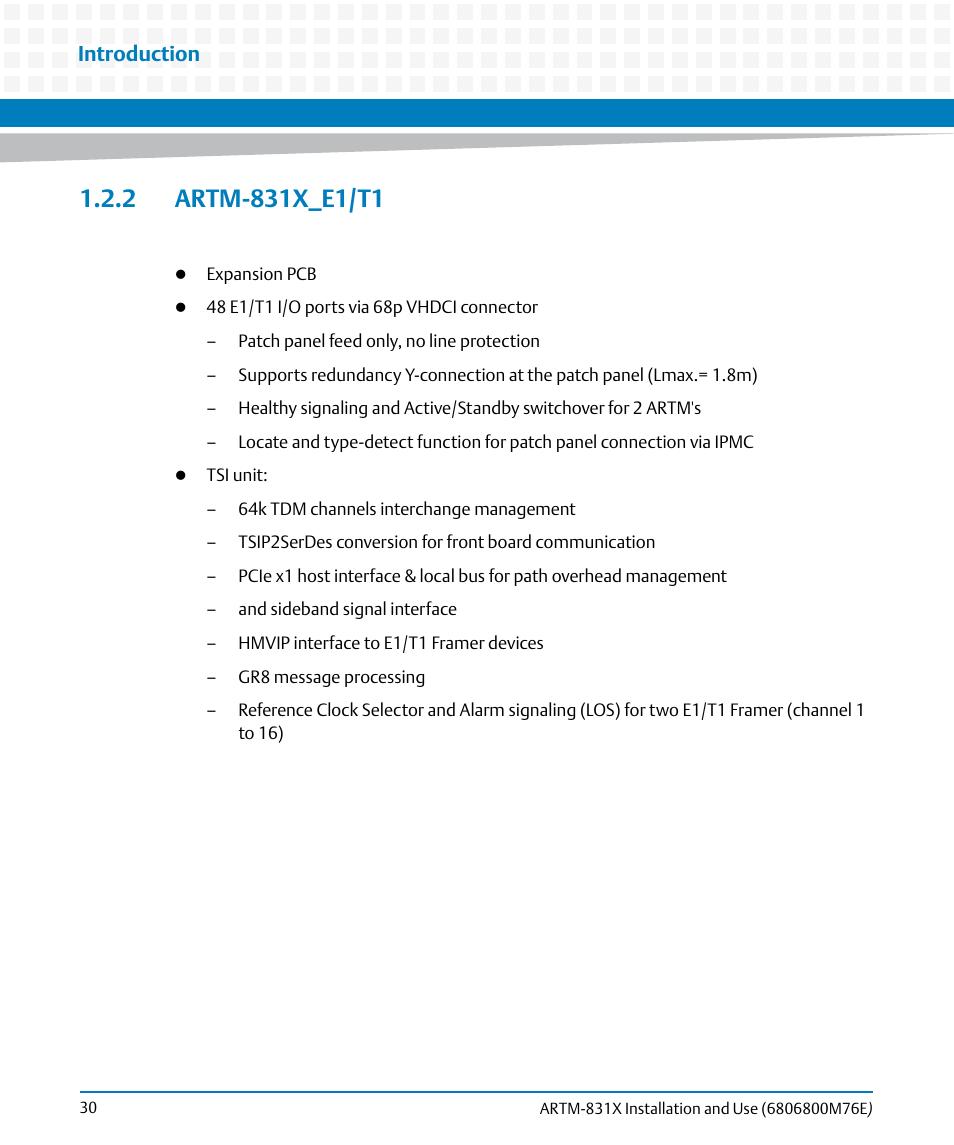 2 artm-831x_e1/t1, Chapter 1, artm, Introduction | Artesyn ARTM-831X Installation and Use (June 2014) User Manual | Page 30 / 346
