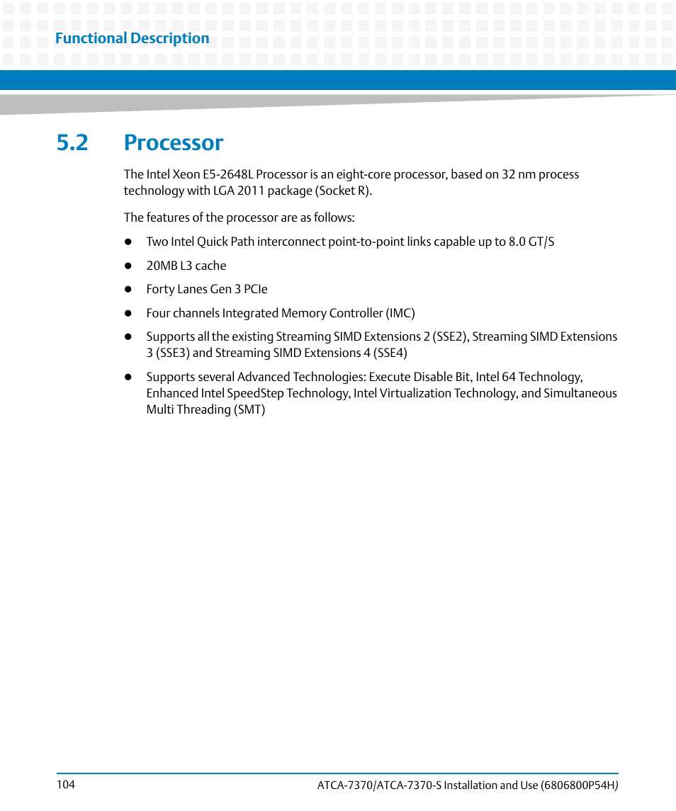 2 processor | Artesyn ATCA 7370 / ATCA 7370-S Installation and Use (January 2015) User Manual | Page 104 / 256