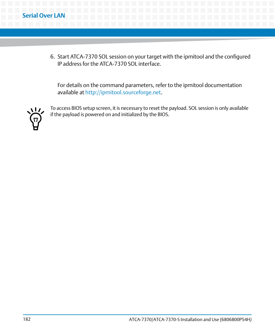 Artesyn ATCA 7370 / ATCA 7370-S Installation and Use (January 2015) User Manual | Page 182 / 256