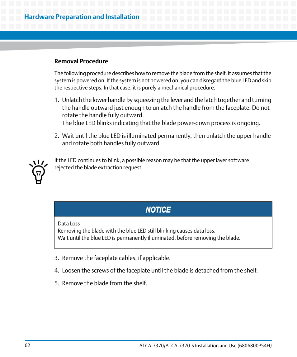 Artesyn ATCA 7370 / ATCA 7370-S Installation and Use (January 2015) User Manual | Page 62 / 256