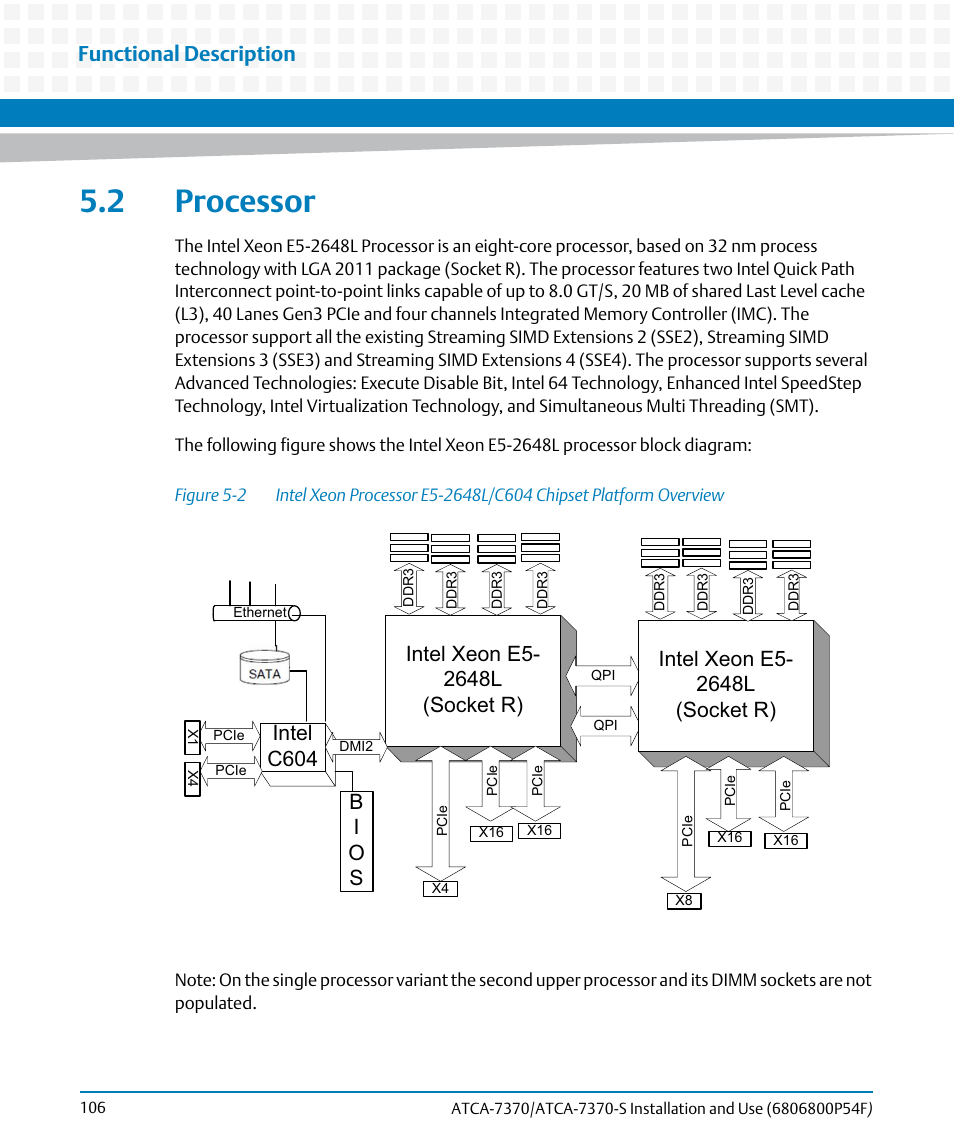 2 processor, Figure 5-2, Functional description | Artesyn ATCA 7370 / ATCA 7370-S Installation and Use (June 2014) User Manual | Page 106 / 254