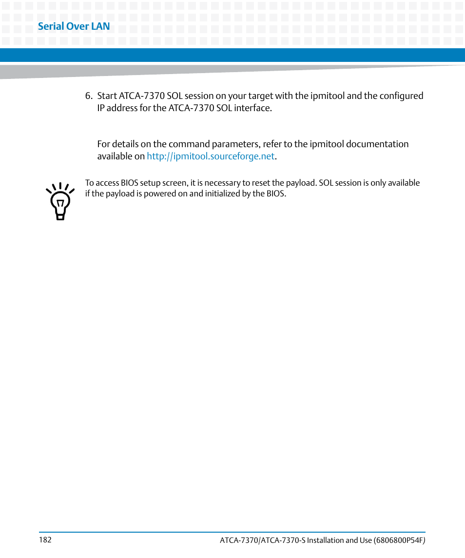 Artesyn ATCA 7370 / ATCA 7370-S Installation and Use (June 2014) User Manual | Page 182 / 254