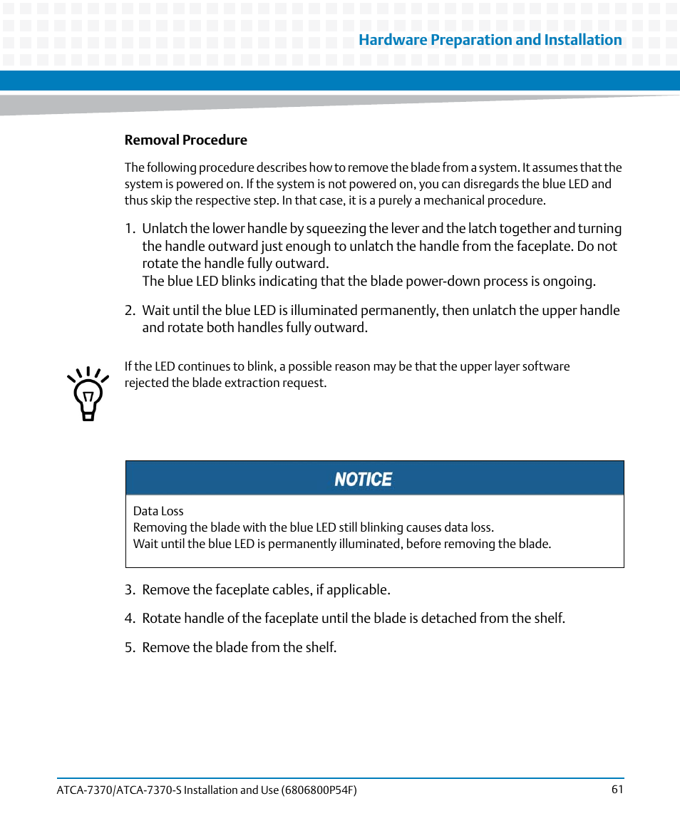 Artesyn ATCA 7370 / ATCA 7370-S Installation and Use (June 2014) User Manual | Page 61 / 254
