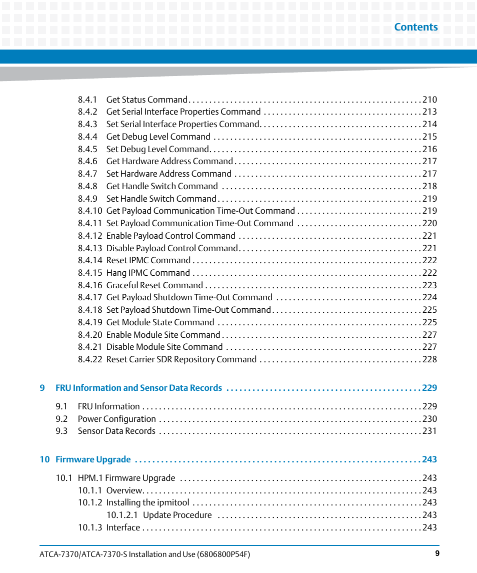 Artesyn ATCA 7370 / ATCA 7370-S Installation and Use (June 2014) User Manual | Page 9 / 254