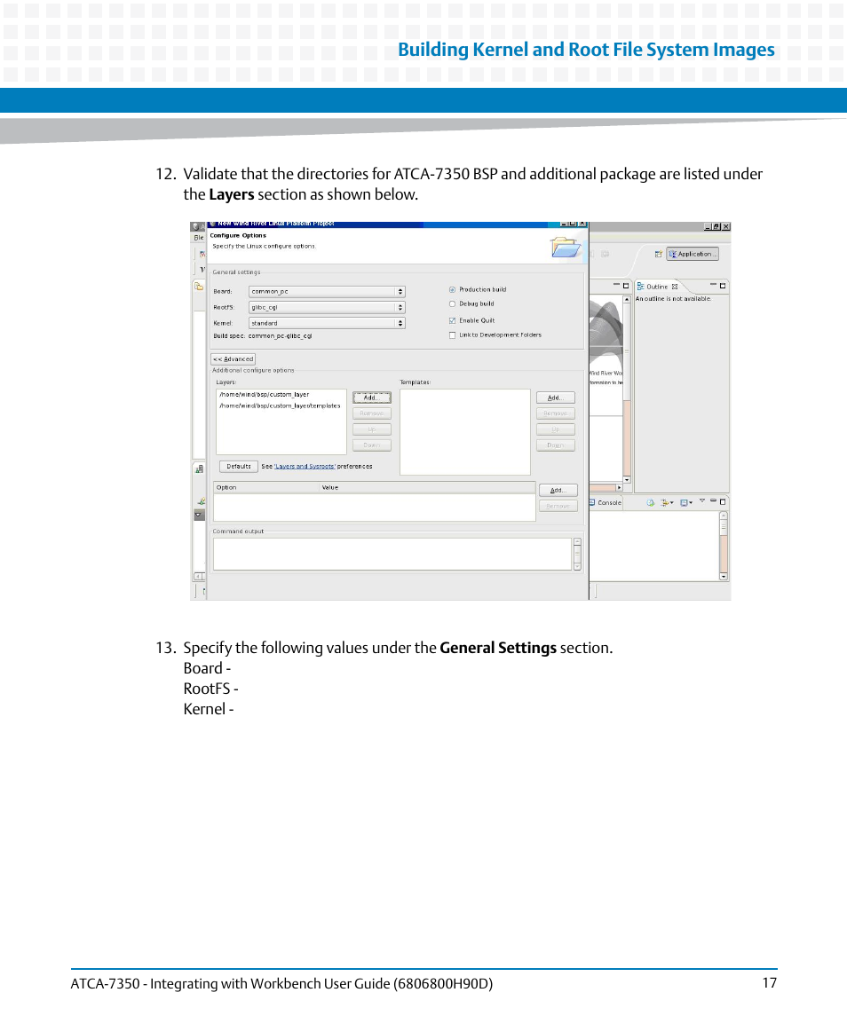 Building kernel and root file system images | Artesyn ATCA-7350 - Integrating with Workbench User Guide (September 2014) User Manual | Page 17 / 34