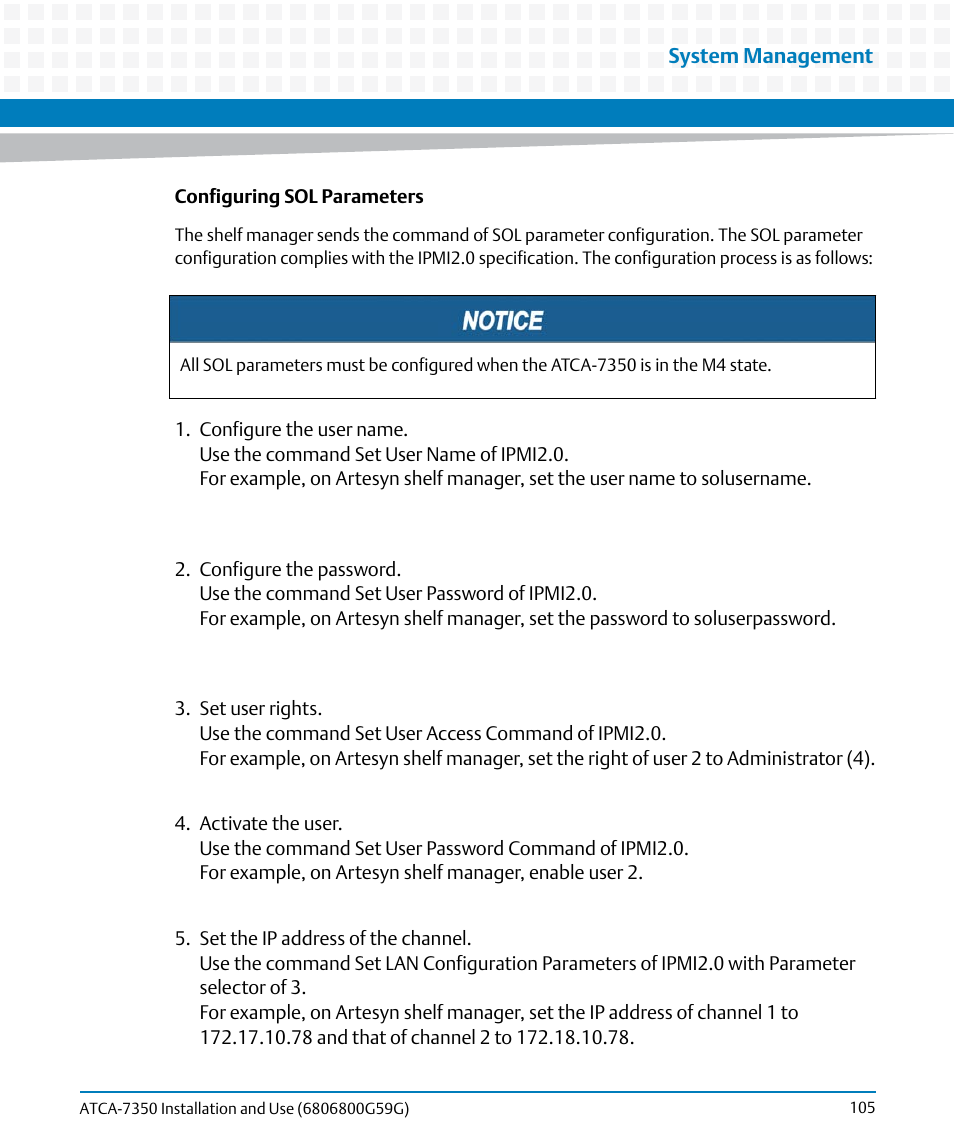 Artesyn ATCA-7350 Installation and Use (September 2014) User Manual | Page 105 / 208