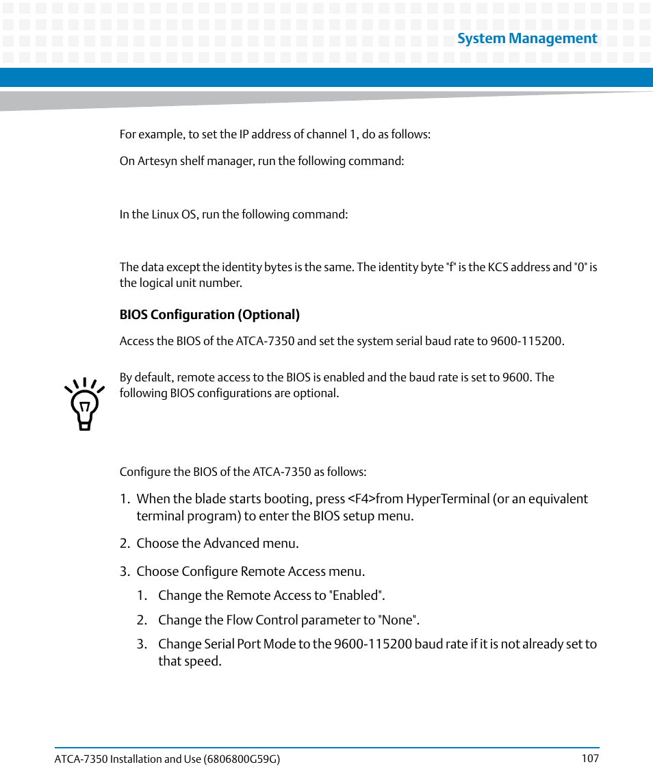 Artesyn ATCA-7350 Installation and Use (September 2014) User Manual | Page 107 / 208