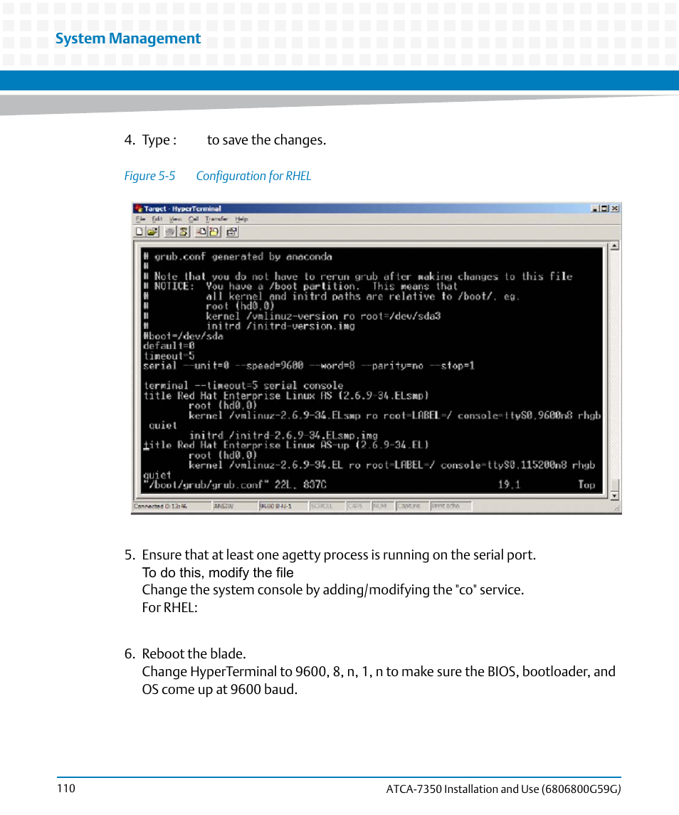 Figure 5-5, Configuration for rhel | Artesyn ATCA-7350 Installation and Use (September 2014) User Manual | Page 110 / 208