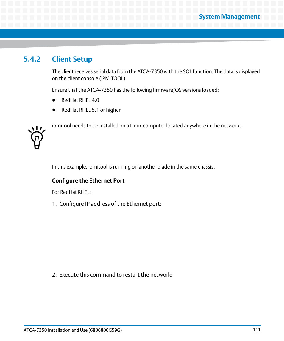 2 client setup | Artesyn ATCA-7350 Installation and Use (September 2014) User Manual | Page 111 / 208