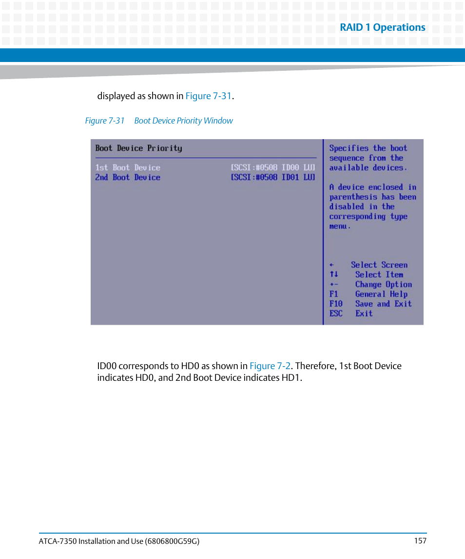 Figure 7-31, Boot device priority window | Artesyn ATCA-7350 Installation and Use (September 2014) User Manual | Page 157 / 208