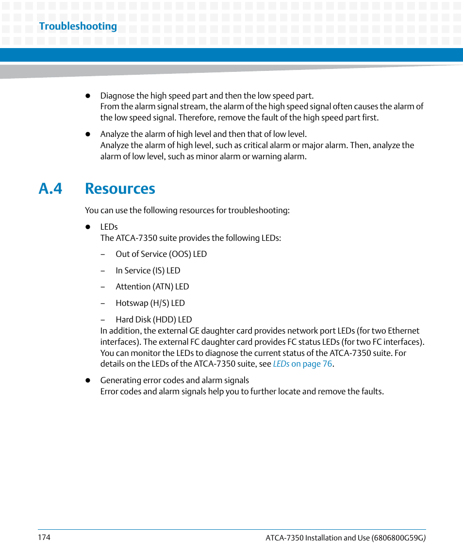 A.4 resources | Artesyn ATCA-7350 Installation and Use (September 2014) User Manual | Page 174 / 208