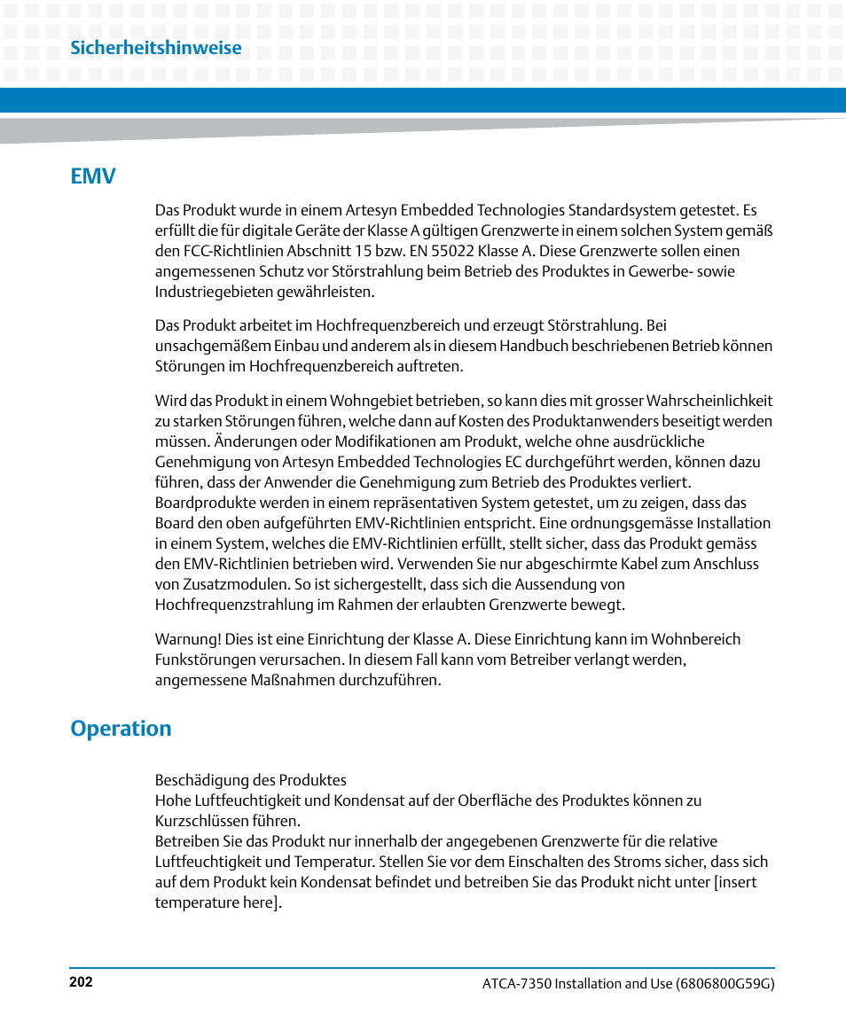 Operation | Artesyn ATCA-7350 Installation and Use (September 2014) User Manual | Page 202 / 208