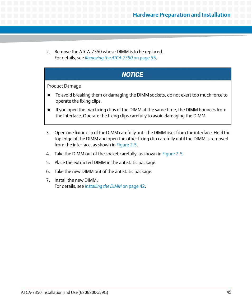 Hardware preparation and installation | Artesyn ATCA-7350 Installation and Use (September 2014) User Manual | Page 45 / 208