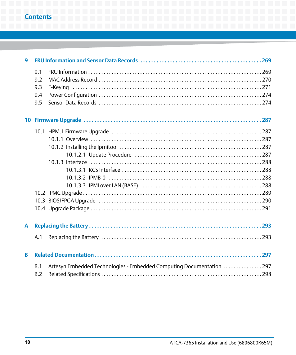 Artesyn ATCA-7365 Installation and Use (May 2014) User Manual | Page 10 / 300