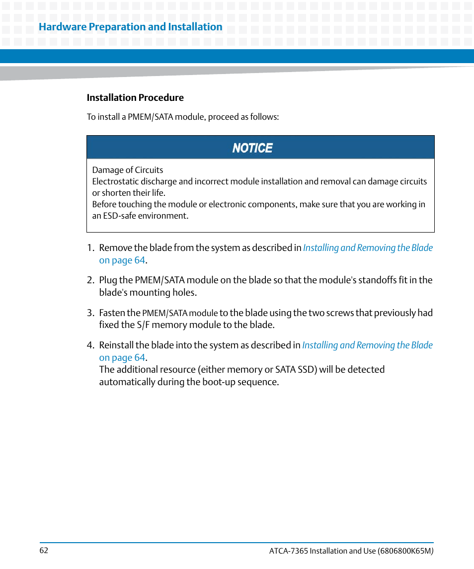 Artesyn ATCA-7365 Installation and Use (May 2014) User Manual | Page 62 / 300