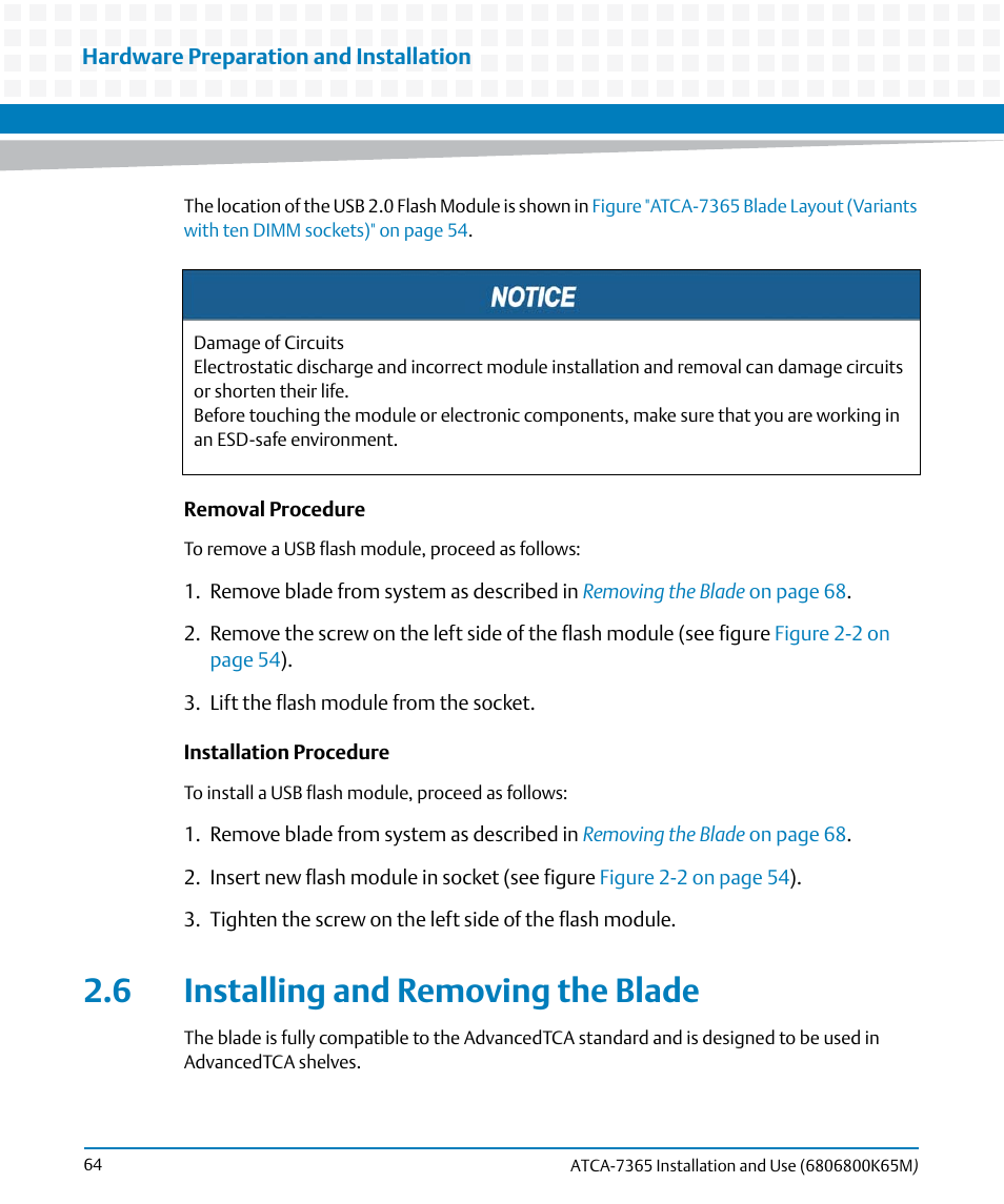6 installing and removing the blade, Installing and removing the blade, Scribed in | Artesyn ATCA-7365 Installation and Use (May 2014) User Manual | Page 64 / 300