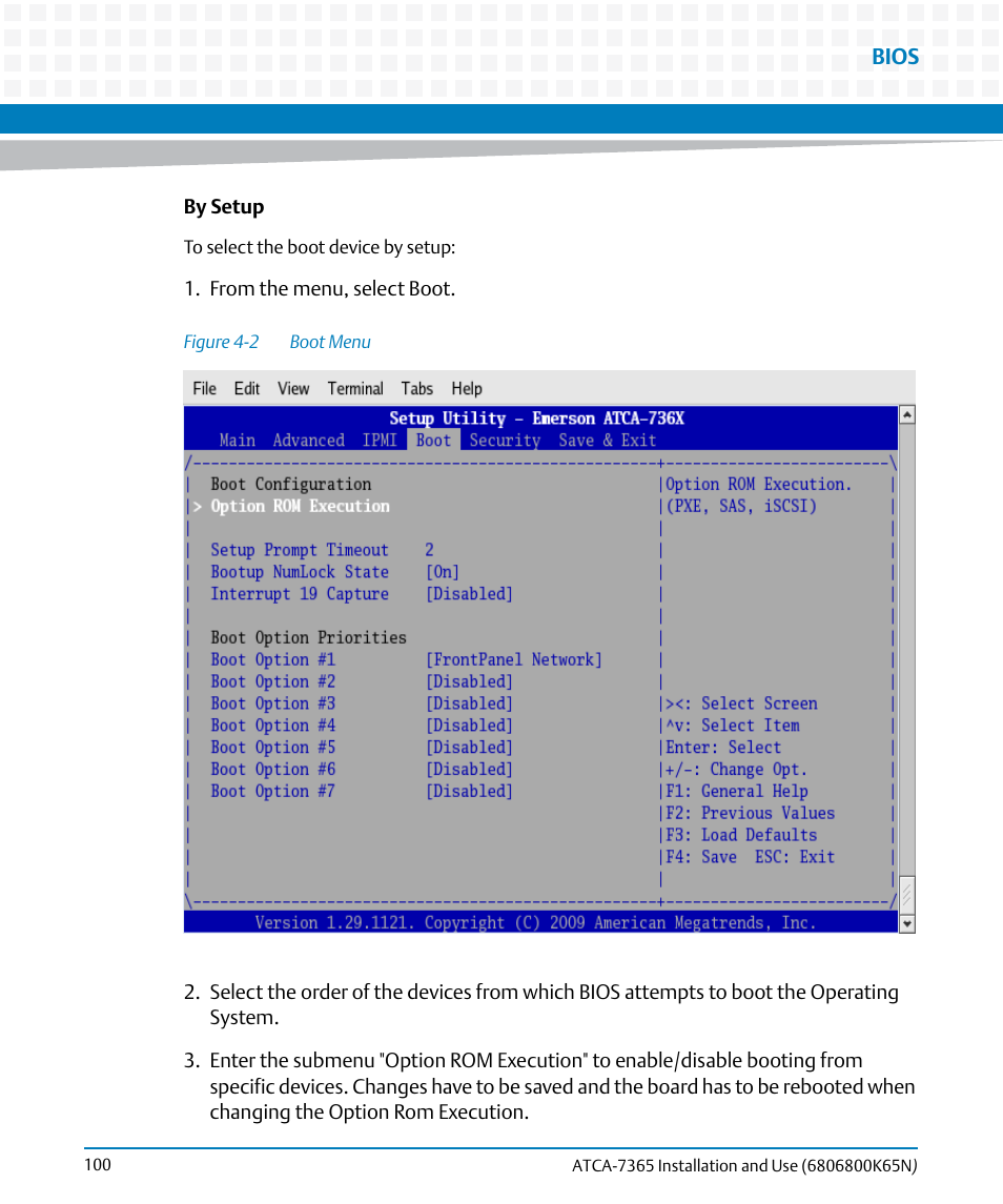 Figure 4-2, Boot menu | Artesyn ATCA-7365 Installation and Use (November 2014) User Manual | Page 100 / 306