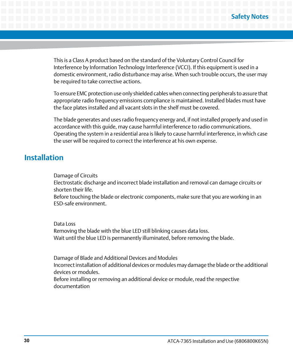 Installation | Artesyn ATCA-7365 Installation and Use (November 2014) User Manual | Page 30 / 306