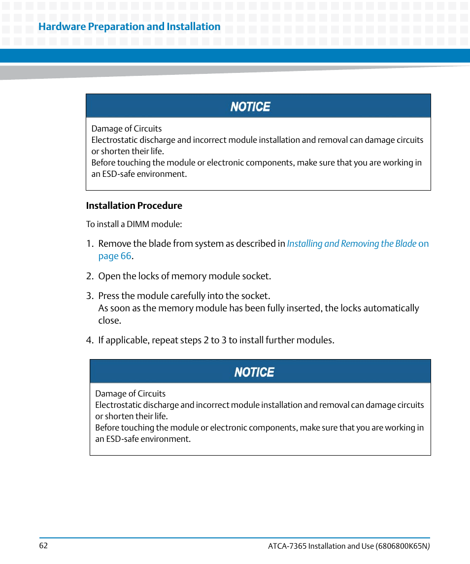 Artesyn ATCA-7365 Installation and Use (November 2014) User Manual | Page 62 / 306