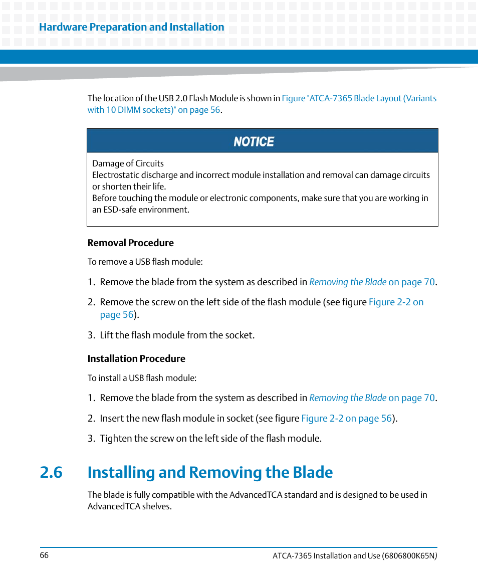 6 installing and removing the blade, Installing and removing the blade, Scribed in | Artesyn ATCA-7365 Installation and Use (November 2014) User Manual | Page 66 / 306
