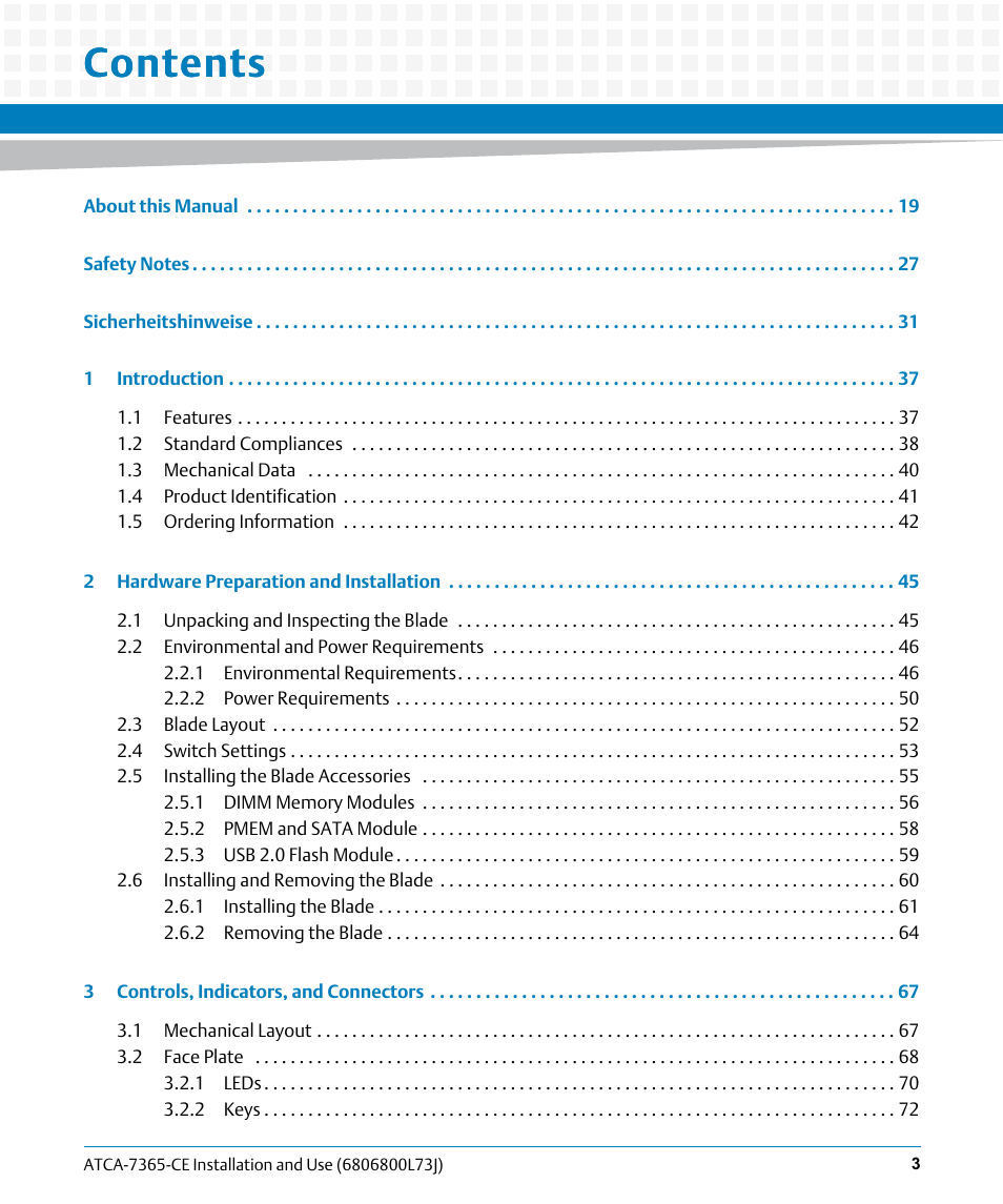 Artesyn ATCA-7365-CE Installation and Use (May 2014) User Manual | Page 3 / 294