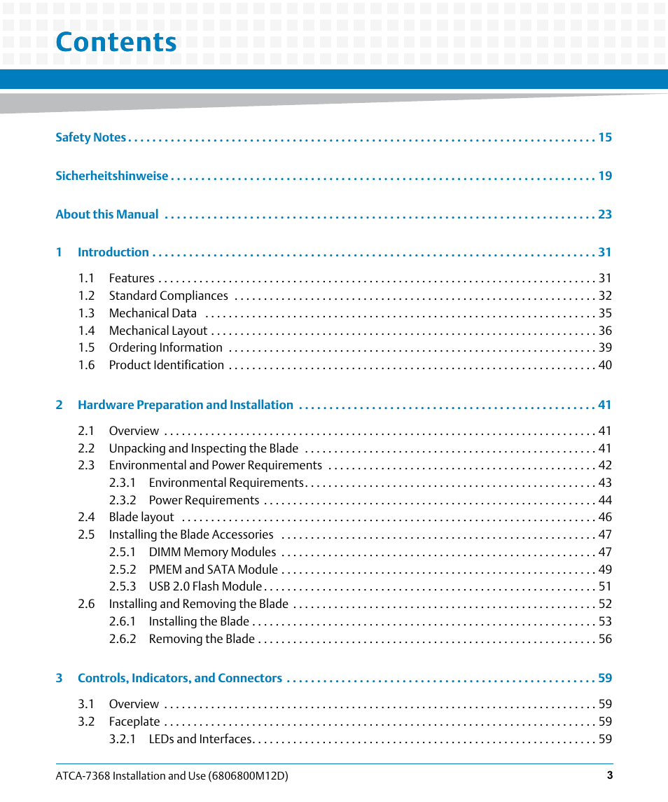 Artesyn ATCA-7368 Installation and Use (June 2014) User Manual | Page 3 / 222