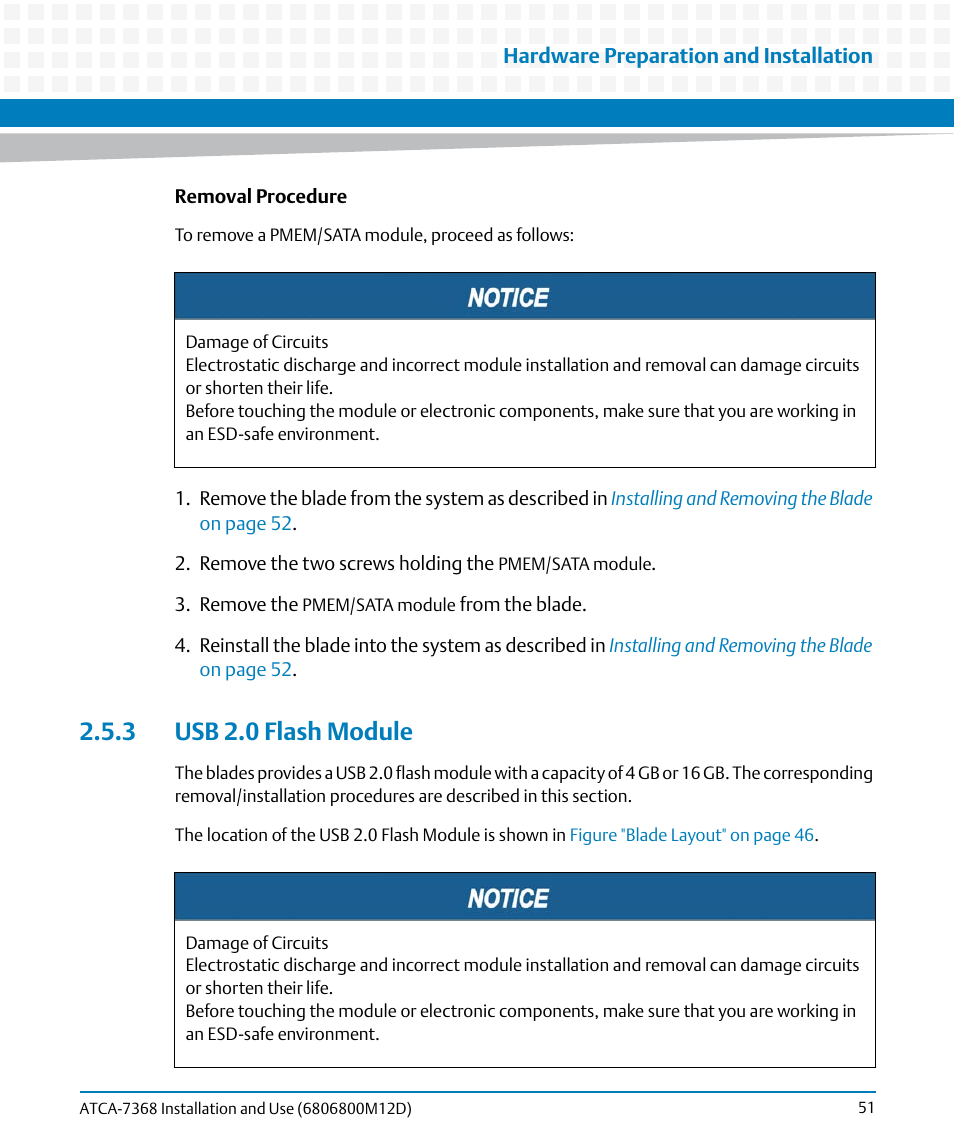 3 usb 2.0 flash module | Artesyn ATCA-7368 Installation and Use (June 2014) User Manual | Page 51 / 222