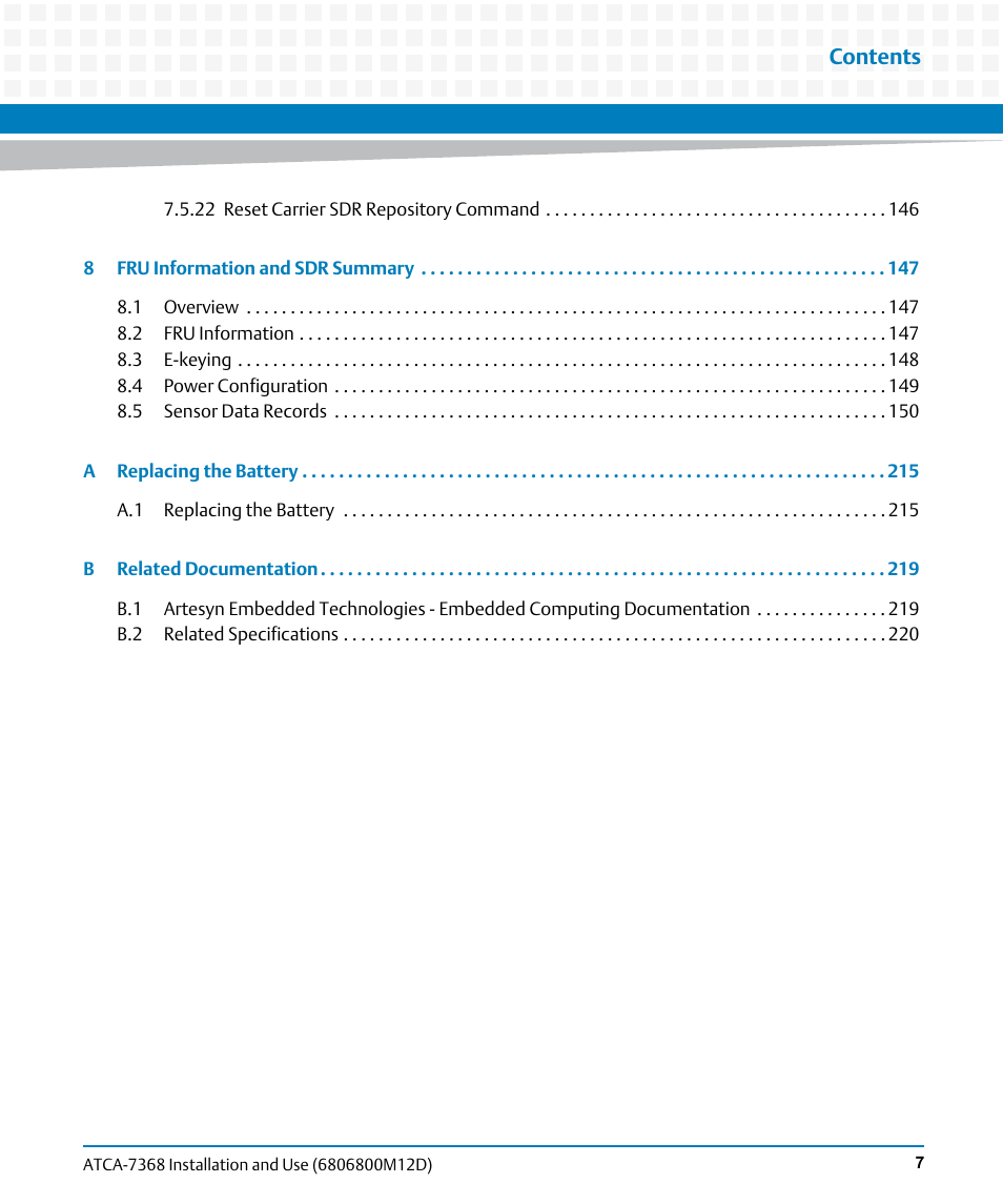 Artesyn ATCA-7368 Installation and Use (June 2014) User Manual | Page 7 / 222