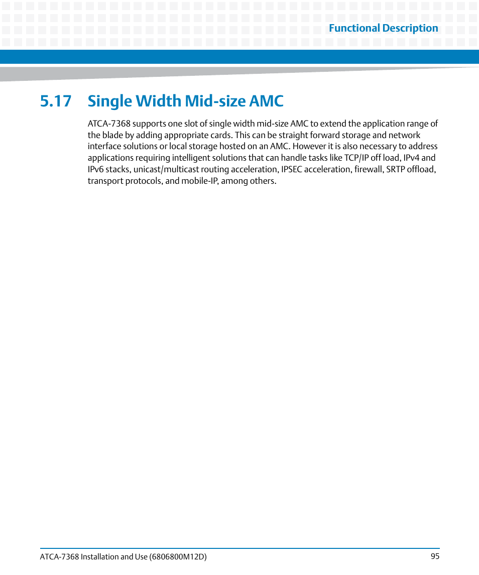 17 single width mid-size amc | Artesyn ATCA-7368 Installation and Use (June 2014) User Manual | Page 95 / 222