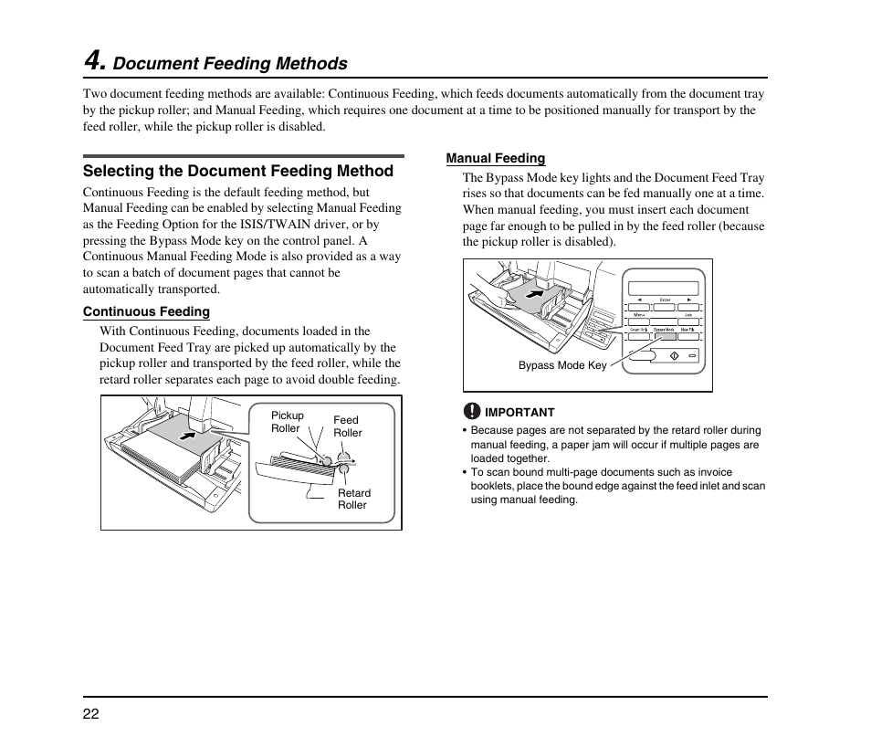 Document feeding methods, Selecting the document feeding method | Canon IMAGEFORMULA DR-X10C User Manual | Page 30 / 67