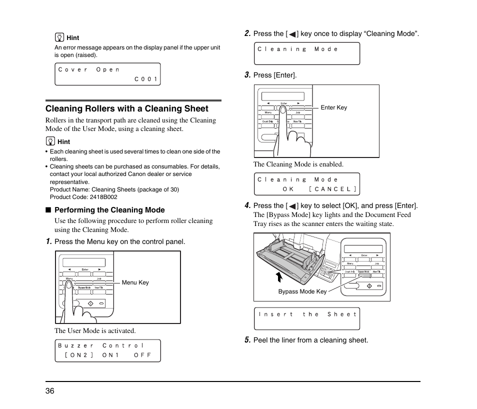 Cleaning rollers with a cleaning sheet | Canon IMAGEFORMULA DR-X10C User Manual | Page 44 / 67