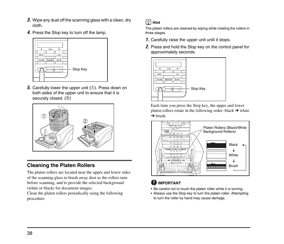 Cleaning the platen rollers, See “cleaning the platen rollers” on p. 38) | Canon IMAGEFORMULA DR-X10C User Manual | Page 46 / 67