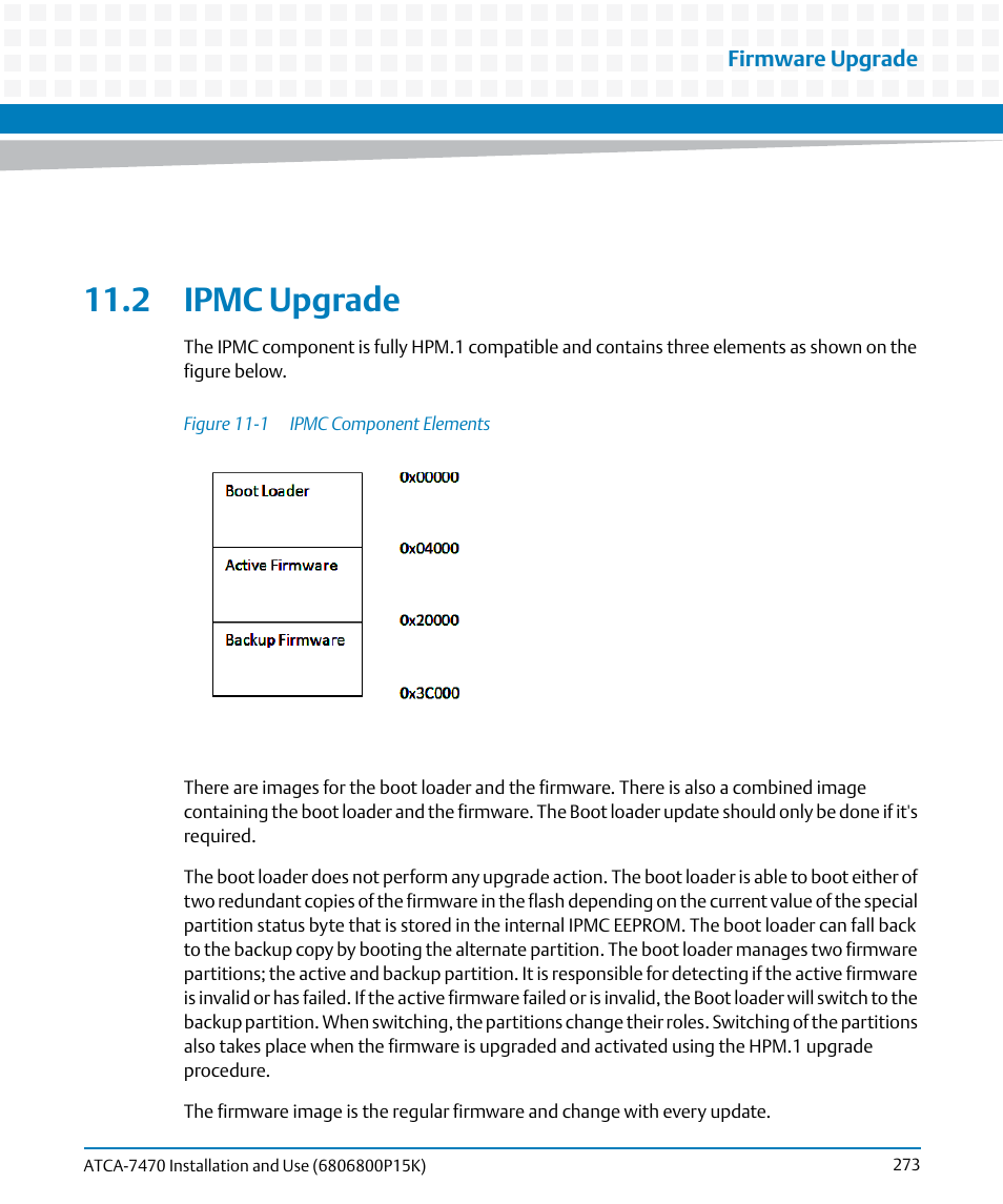 2 ipmc upgrade, Figure 11-1, Ipmc component elements | Artesyn ATCA-7470 Installation and Use (October 2014) User Manual | Page 273 / 284