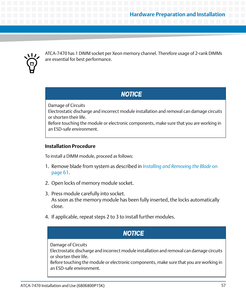 Artesyn ATCA-7470 Installation and Use (October 2014) User Manual | Page 57 / 284