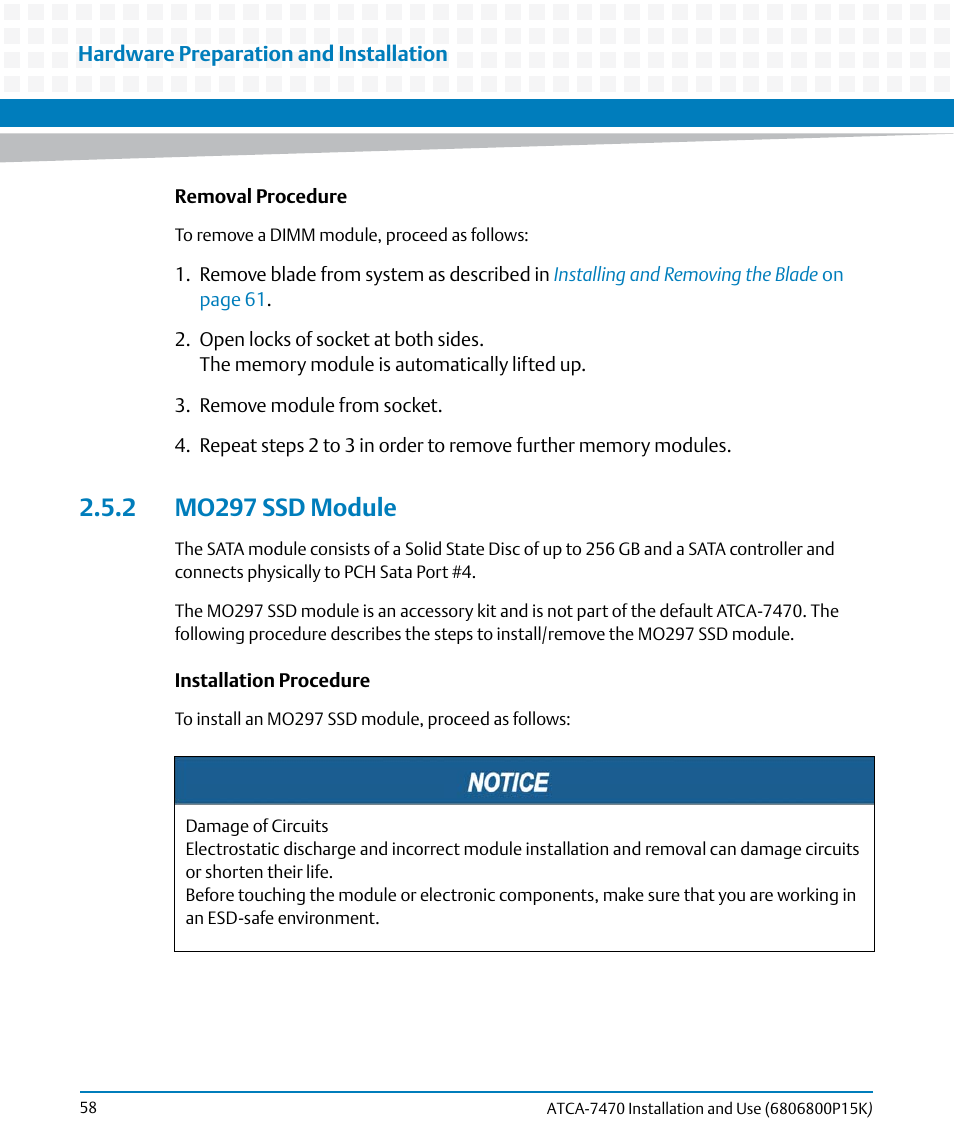 2 mo297 ssd module | Artesyn ATCA-7470 Installation and Use (October 2014) User Manual | Page 58 / 284