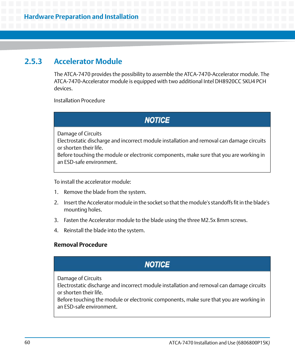 3 accelerator module | Artesyn ATCA-7470 Installation and Use (October 2014) User Manual | Page 60 / 284