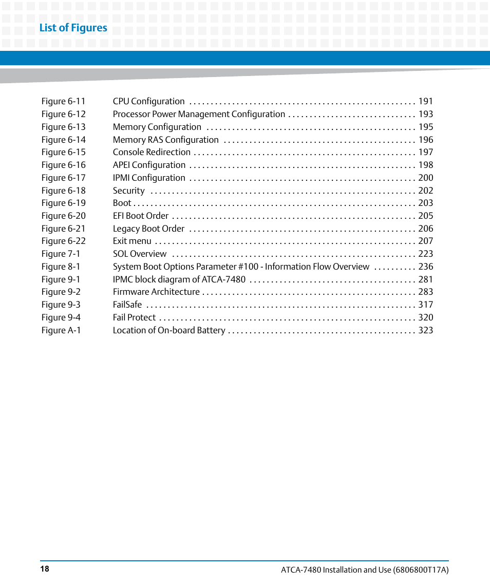 List of figures | Artesyn ATCA-7480 Installation and Use (February 2015) User Manual | Page 18 / 330